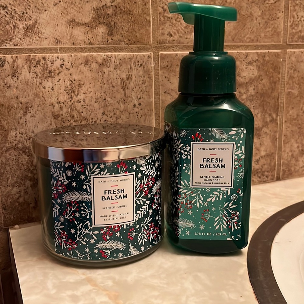 Fresh balsam candle and soap